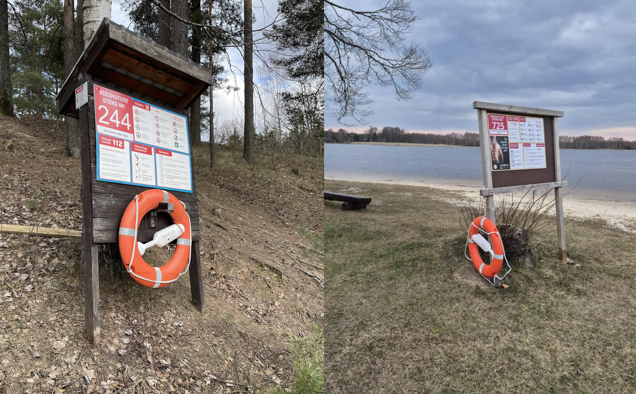 16. aprilliks on päästeamet Võrumaal üle vaadanud 11 veeohutusstendi. Vagula, Valgjärve ja Värska sanatooriumi rannas on stendi puitkonstruktsioon mädanenud. Stendipostid vajavad asendamist Foto: PÄÄSTEAMET